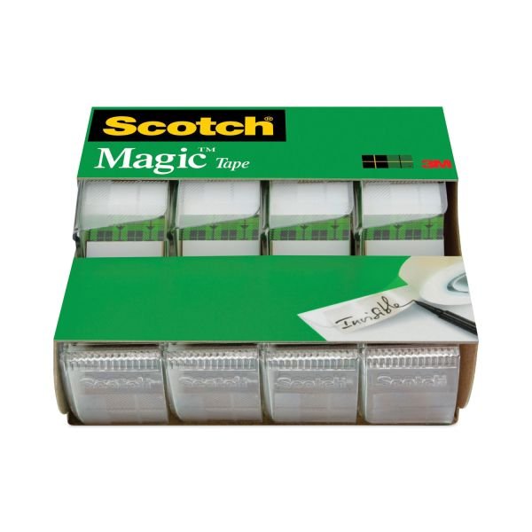 Scotch Magic Tape, Invisible, 4 Tape Rolls with Dispensers, 3/4 in x 300 in, Home Office Supplies and School Supplies for College and Classrooms (MMM4105) - Image 4