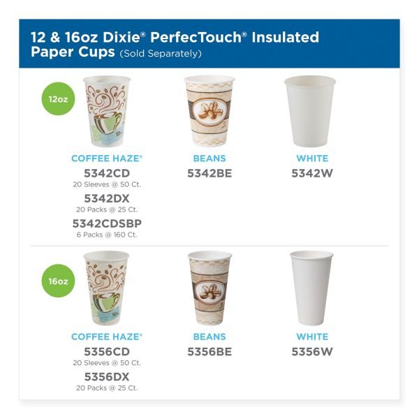 Dixie PerfecTouch 12 Oz Insulated Paper Hot Coffee Cups by GP Pro - 50 / Pack (DXE5342CDPK) - Image 4