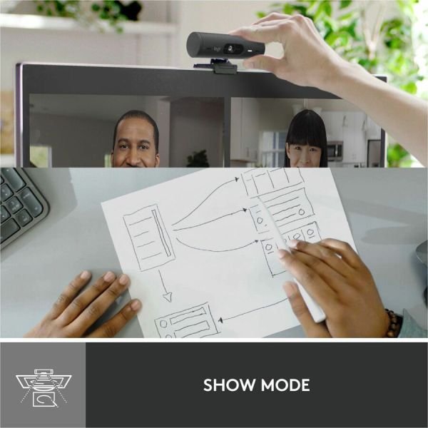 Logitech Brio 500 Full HD webcam, auto framing, noise-reducing mics, privacy shutter, streaming & video calling, Graphite (ETLZ1074900299) - Image 9