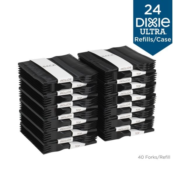 Dixie SmartStock Plastic Cutlery Refill, Series-O, Mediumweight Fork, Black, 40/Pack, 24 Packs/Carton (DXESSF51) - Image 10