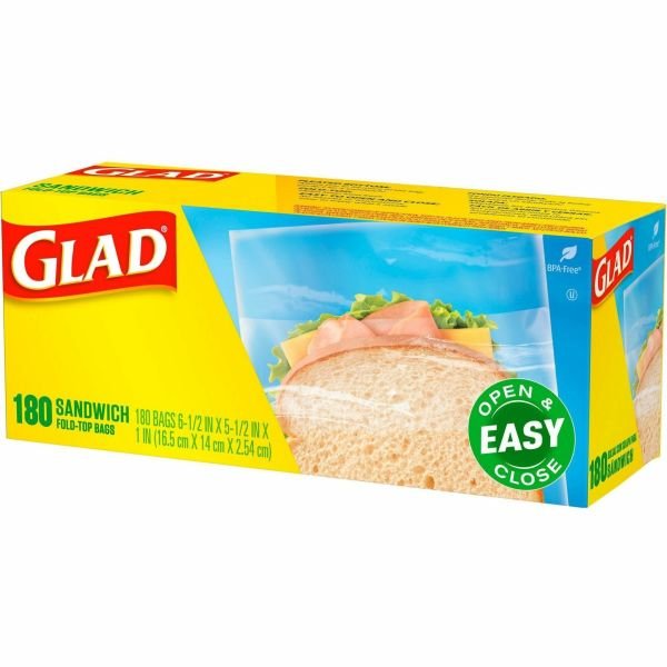 Glad Fold Top Food Storage Plastic Sandwich Bags, 6.5 x 5.5, Clear, 180 Bags/Box, 12 Boxes/Carton (CLO60771) - Image 10