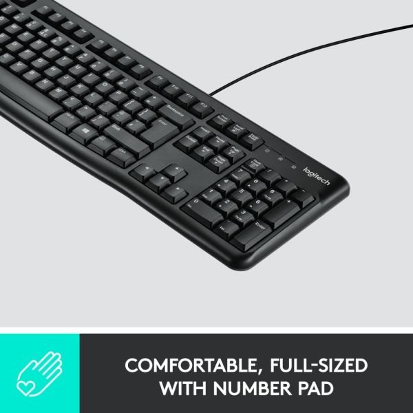 Logitech K120 Wired Keyboard for Windows, USB Plug-and-Play, Full-Size, Spill-Resistant, Curved Space Bar, Compatible with PC, Laptop - Black (LOG920002478) - Image 9