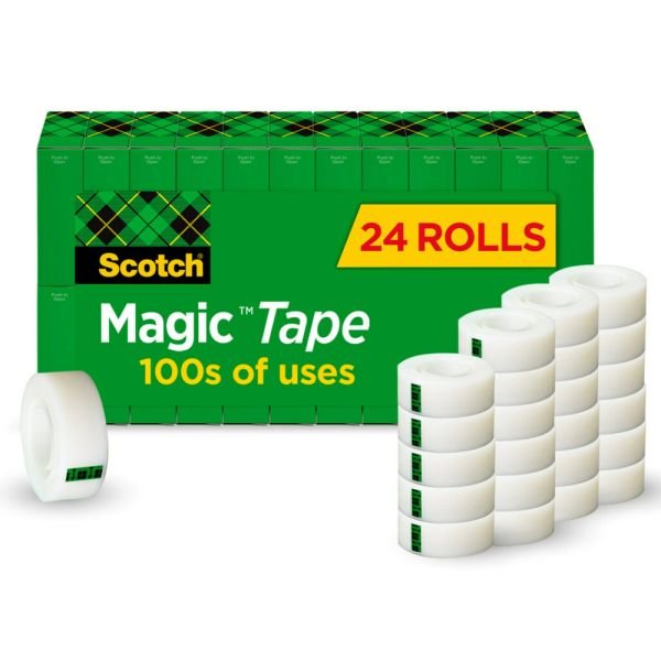 Scotch Magic Tape, Invisible, 24 Tape Rolls, 3/4 in x 1000 in, Home Office Supplies and School Supplies for College and Classrooms (MMM810K24)