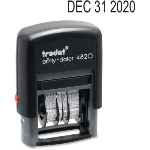 Trodat 4820 Self-Inking Stamp, Date Only, 3/8" x 1 5/8", 65% Recycled, Black (USSE4820)