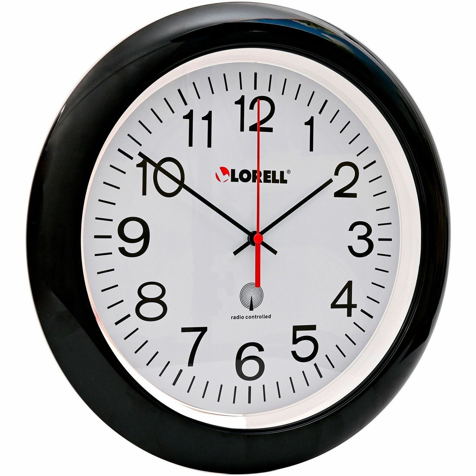 Lorell 13 1/4" Round Atomic Wood Wall Clock, Black (LLR60994) - Image 5
