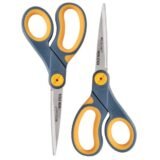 Westcott Titanium Bonded Non-Stick Scissors, 8", Pointed, Gray/Yellow, Pack Of 2 (ODFN822593)