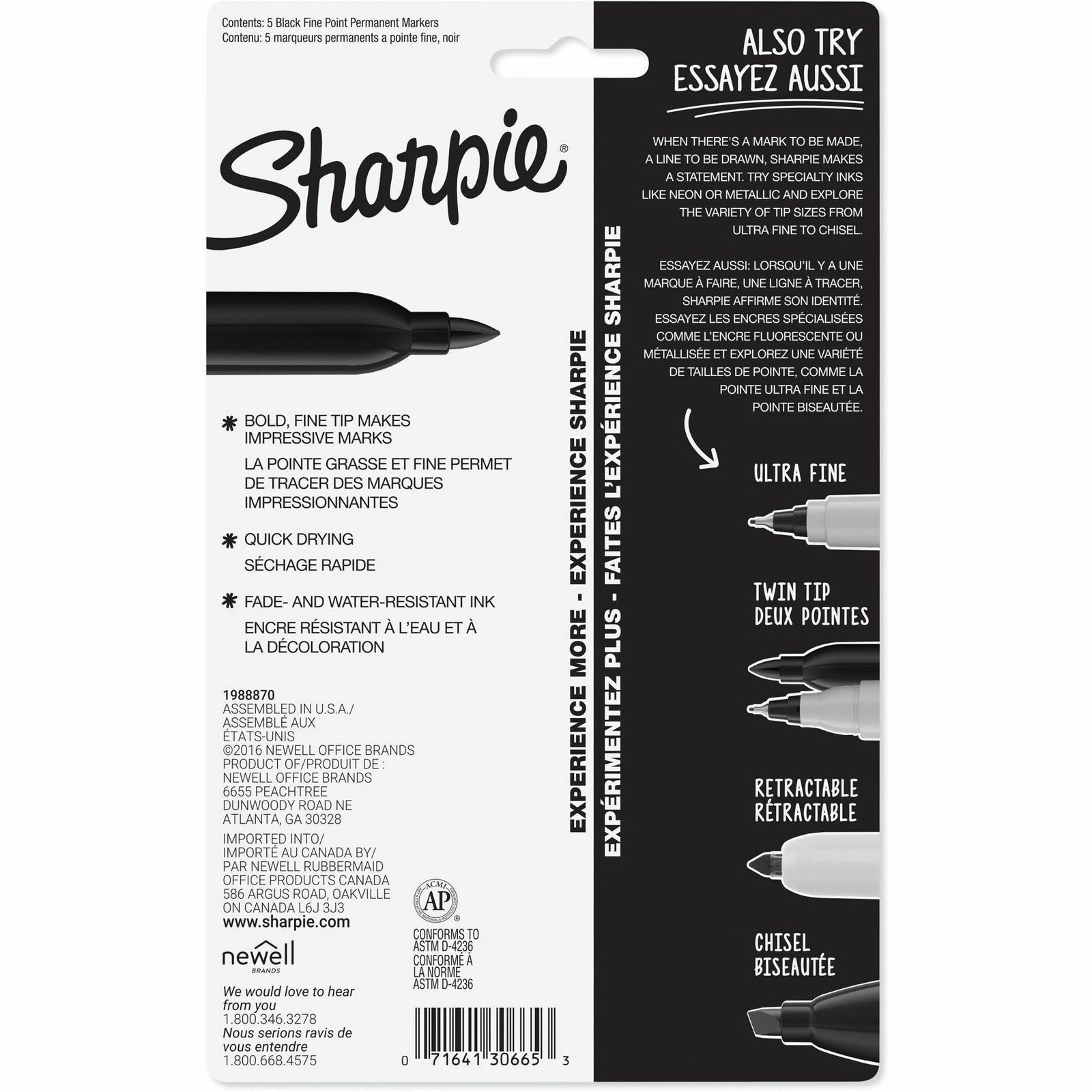 Sharpie Fine Tip Permanent Marker, Fine Bullet Tip, Black, 5/Pack (SAN30665PPA) - Image 5