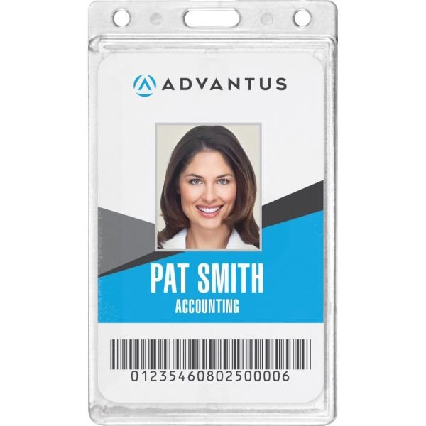 Advantus Frosted Vertical Rigid ID Holder - Support 2.13" x 3.38" Media - Vertical - Plastic - Frosted - 25 / Box (AVT76076)