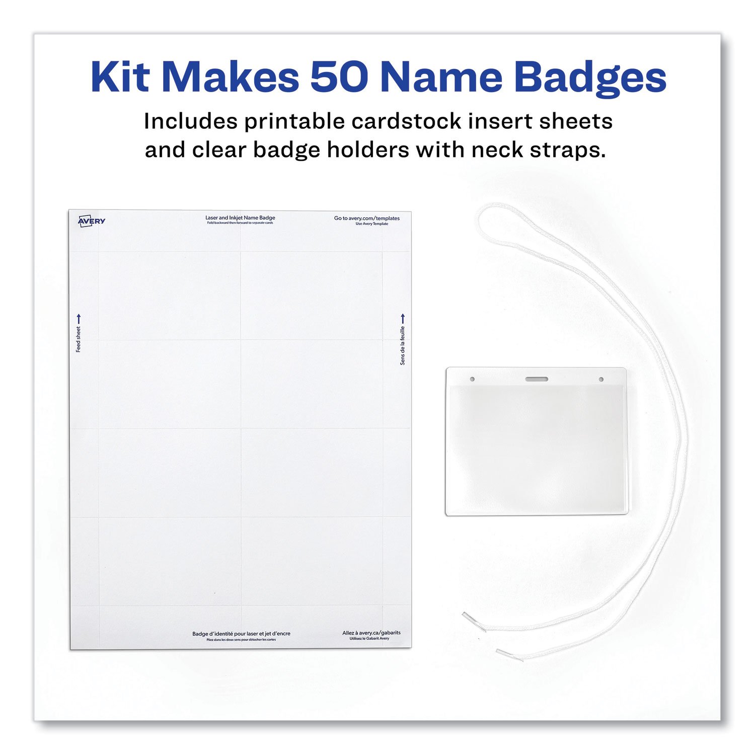 Avery Customizable Hanging Name Badges, Rectangle, 74459, 3" x 4", Clear Holders With White Inserts, Box Of 100 (AVE74459) - Image 5
