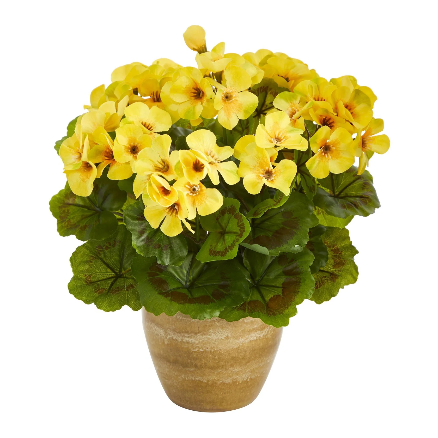 11” Geranium Artificial Plant in Ceramic Planter UV Resistant (Indoor/Outdoor) (P1442-YL) - Image 2