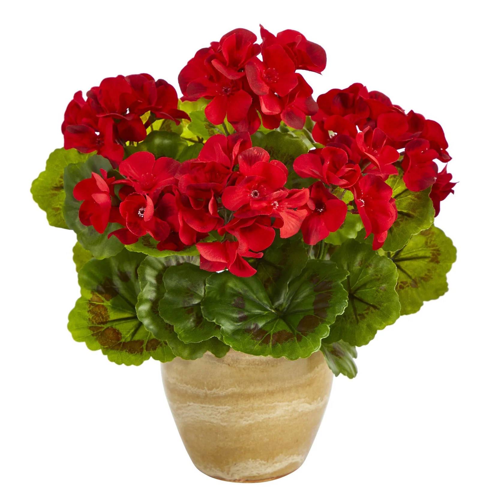 11” Geranium Artificial Plant in Ceramic Planter UV Resistant (Indoor/Outdoor) (P1442-RD)