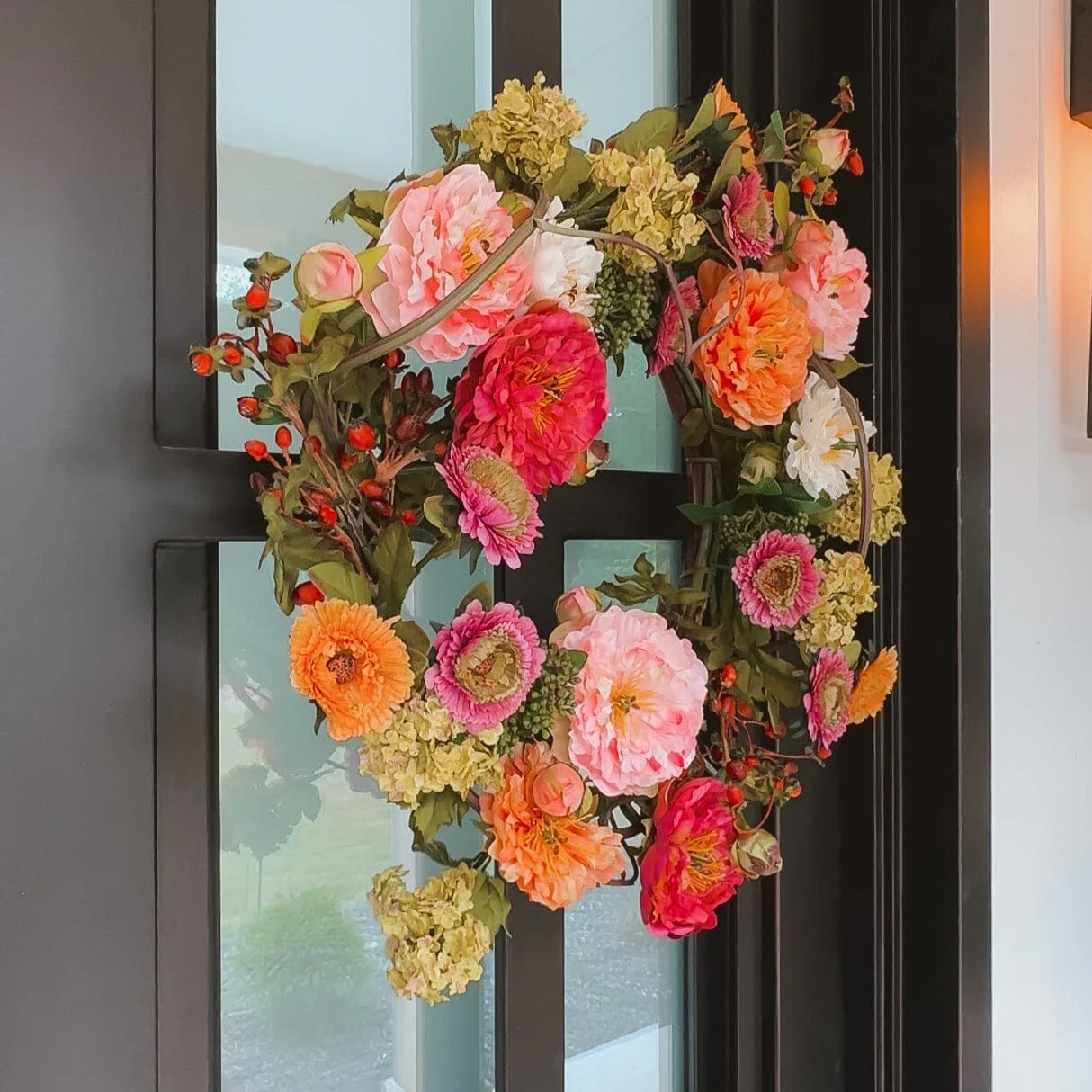 24" Mixed Peony Wreath (4664) - Image 4