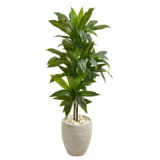 4' Artificial Dracaena Plant in Sand Colored Planter (Real Touch) (6456)