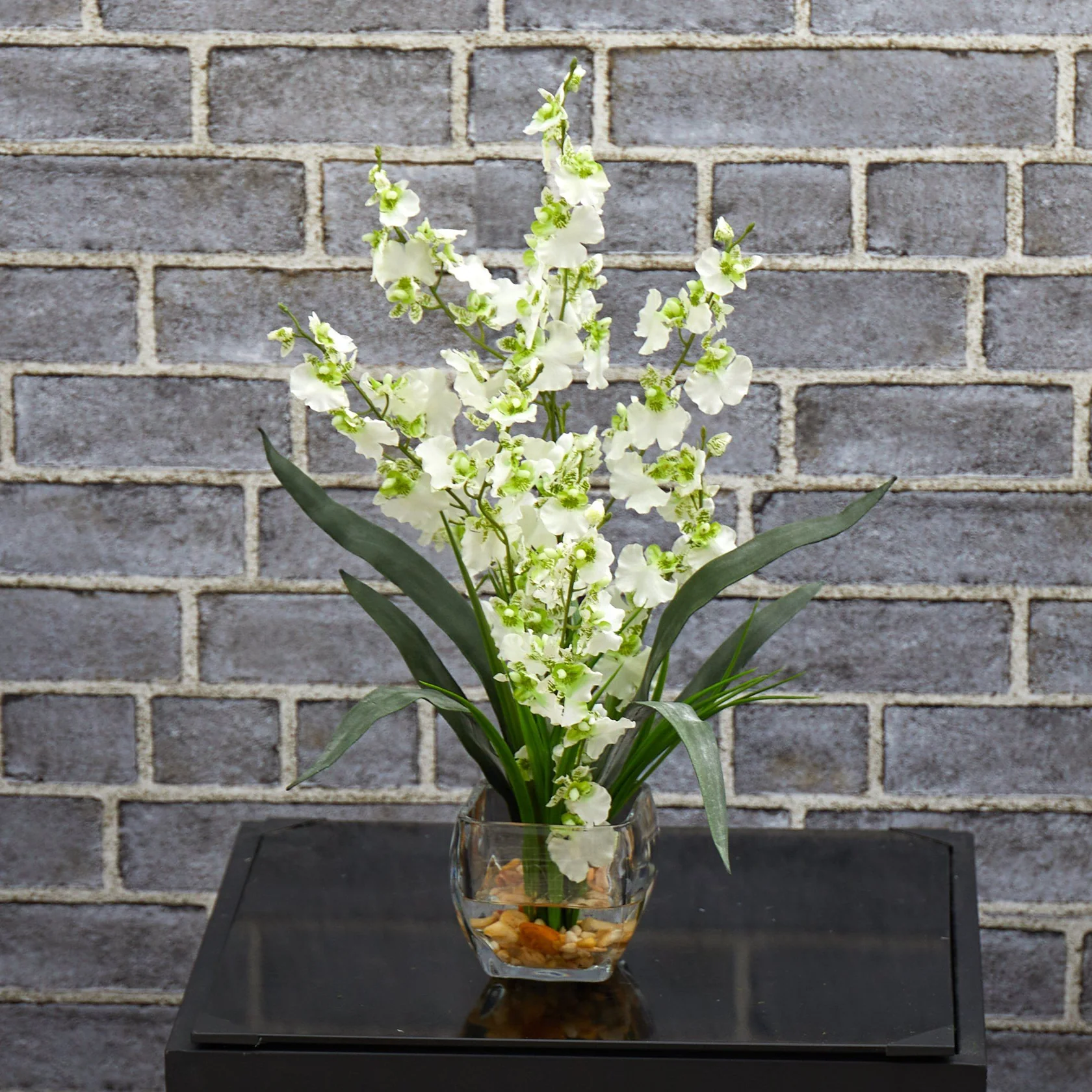 Dancing Lady Orchid Liquid Illusion Silk Flower Arrangement (1119-WH) - Image 3