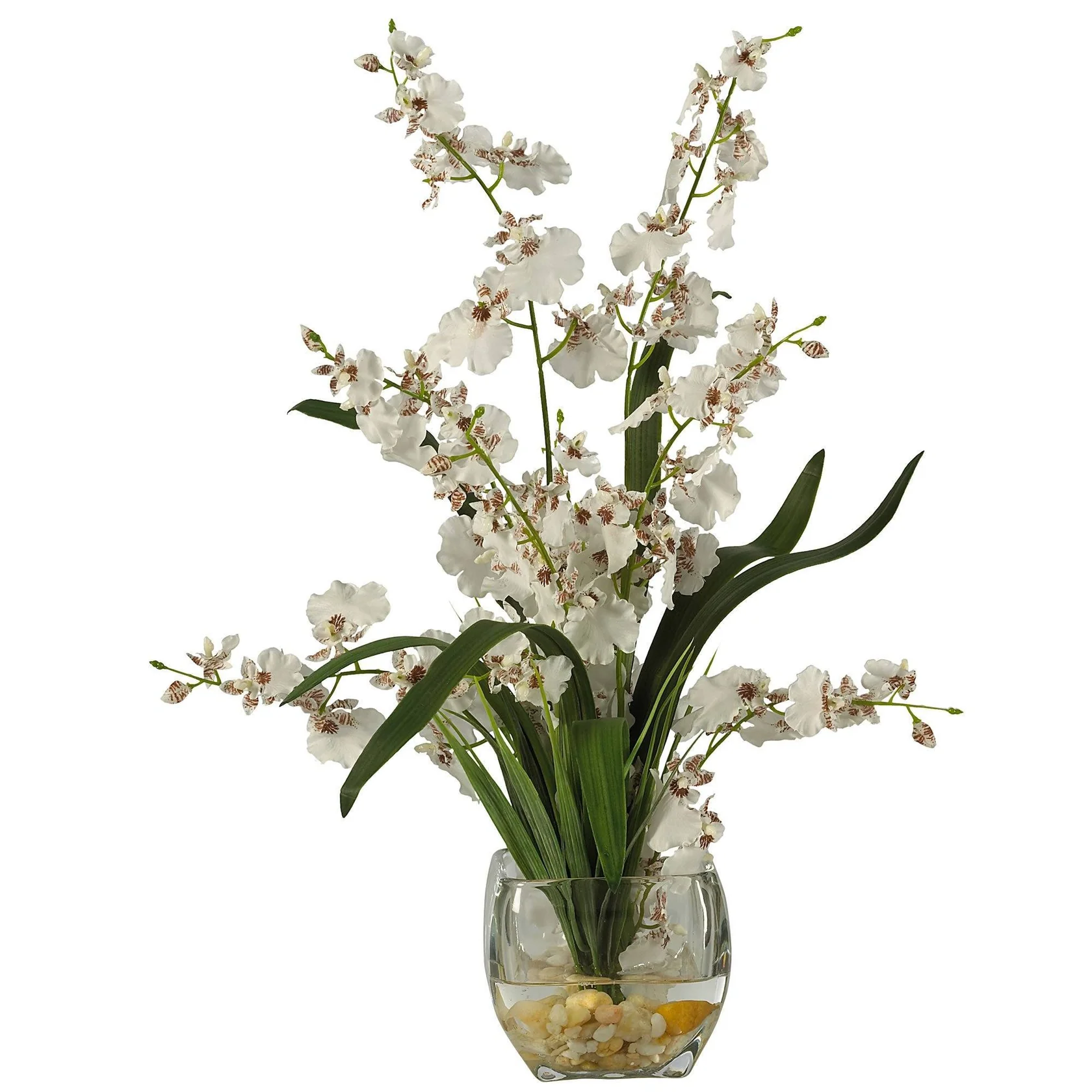 Dancing Lady Orchid Liquid Illusion Silk Flower Arrangement (1119-WH)