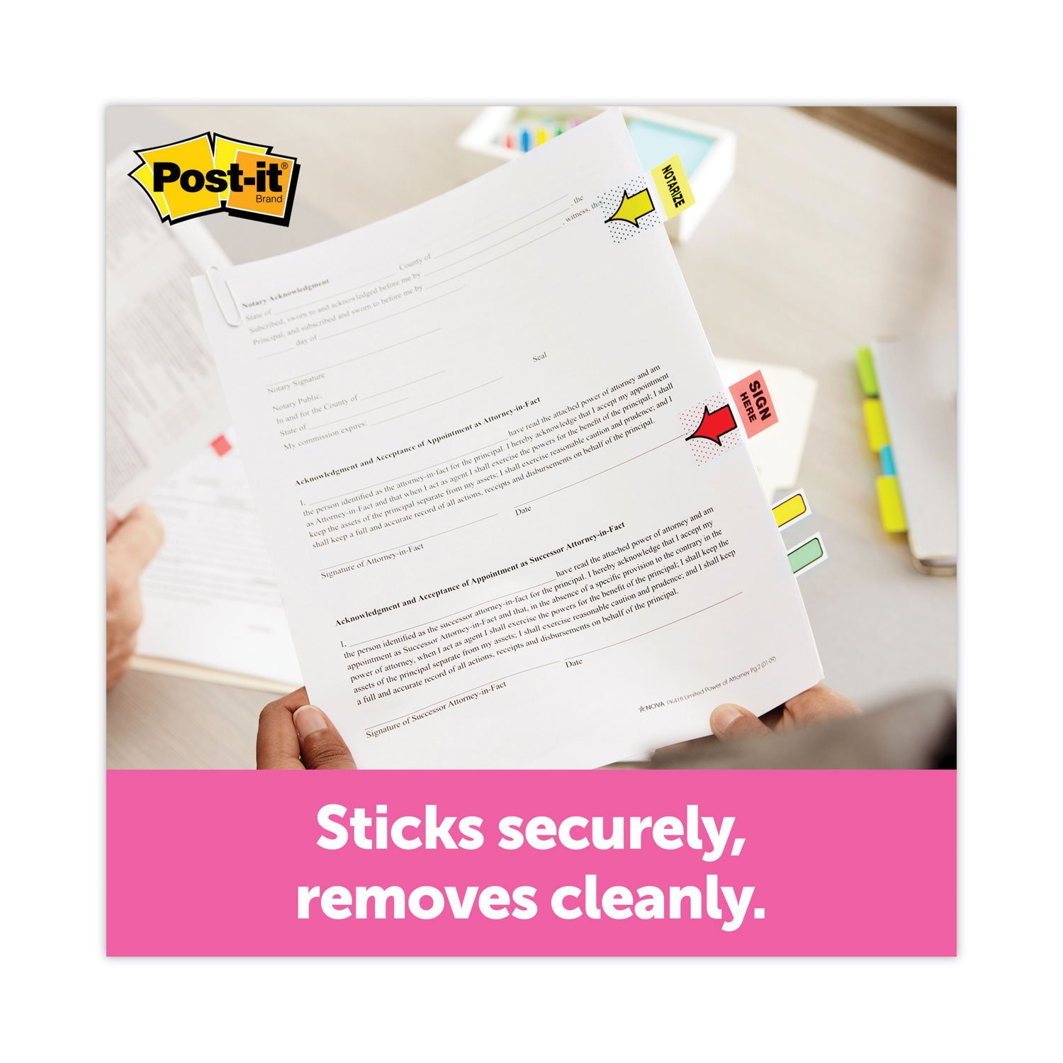 Post-it Flags, 1 in. x 1.7 in., 4 Dispensers, 50 Flags/Dispenser, Assorted Colors, Printed "Sign Here", Back to School Supplies - 680SH4VA (MMM680SH4VA) - Image 4