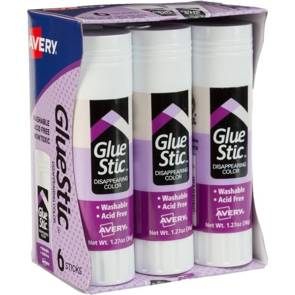 Avery Glue Stic Disappearing Purple Glue Sticks, 1.27 Oz., Pack Of 6 (AVE98071) - Image 2