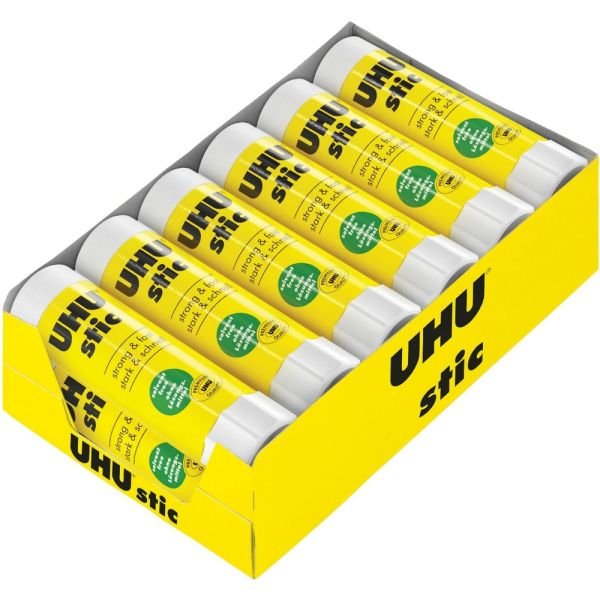 Saunders UHU stic Washable Glue Stick - 1.41 oz - 12 / Box - White (STD99655)