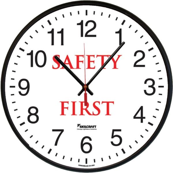 SKILCRAFT Safety First Message Wall Clock (NSN6986556)