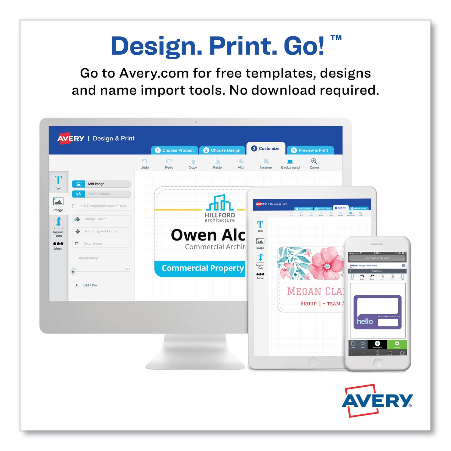 Avery Customizable Hanging Name Badges, Rectangle, 74459, 3" x 4", Clear Holders With White Inserts, Box Of 100 (AVE74459) - Image 4