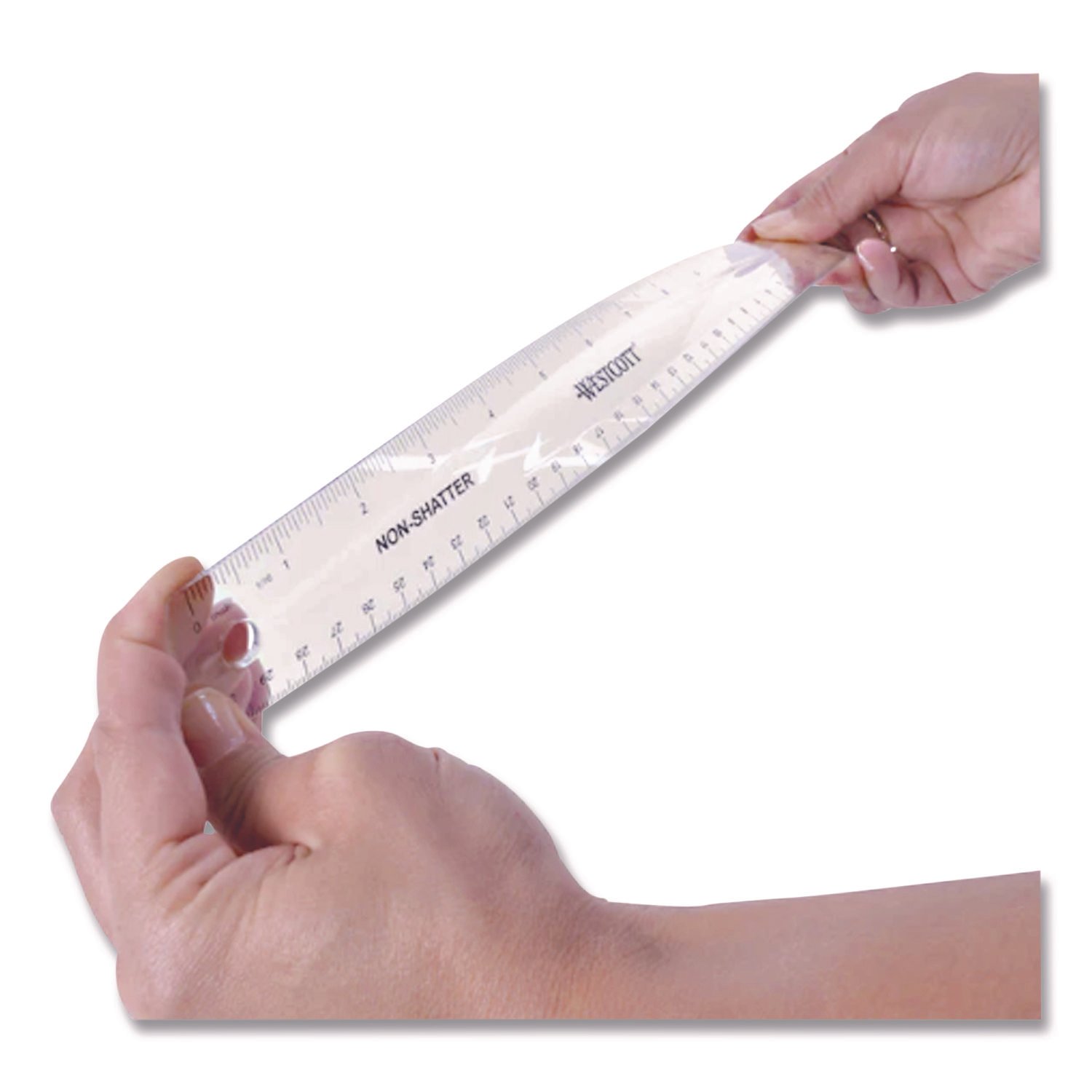 Westcott Non-Shatter Flexible Ruler, Standard/Metric, 12" (30 cm) Long, Plastic, Clear, 12/Box (ACM17725) - Image 6