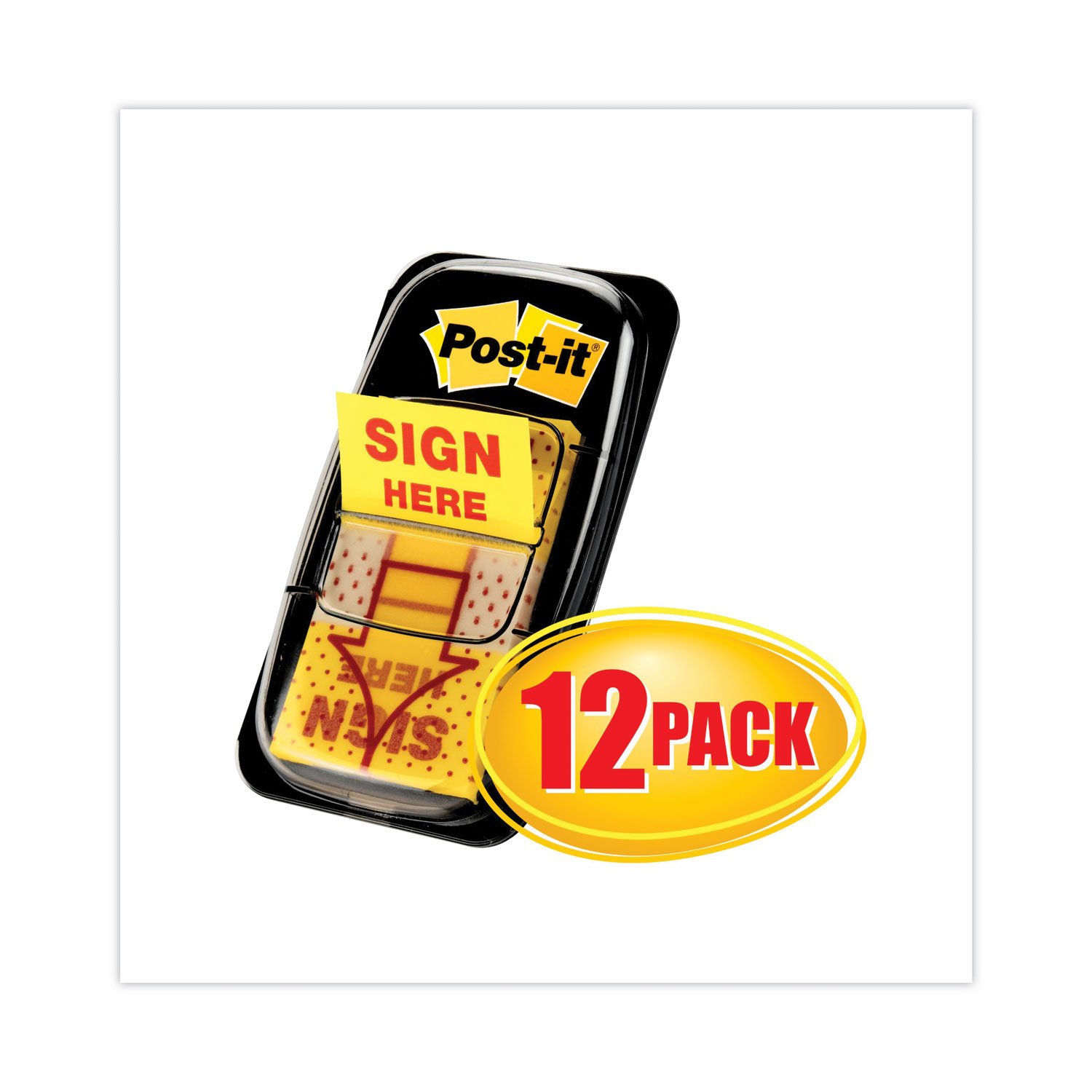 Post-it Flags, 1 in. x 1.7 in., 12 Dispensers, 50 Flags/Dispenser, Yellow, Printed "Sign Here", Back to School Supplies - 680SH12 (MMM680SH12) - Image 5
