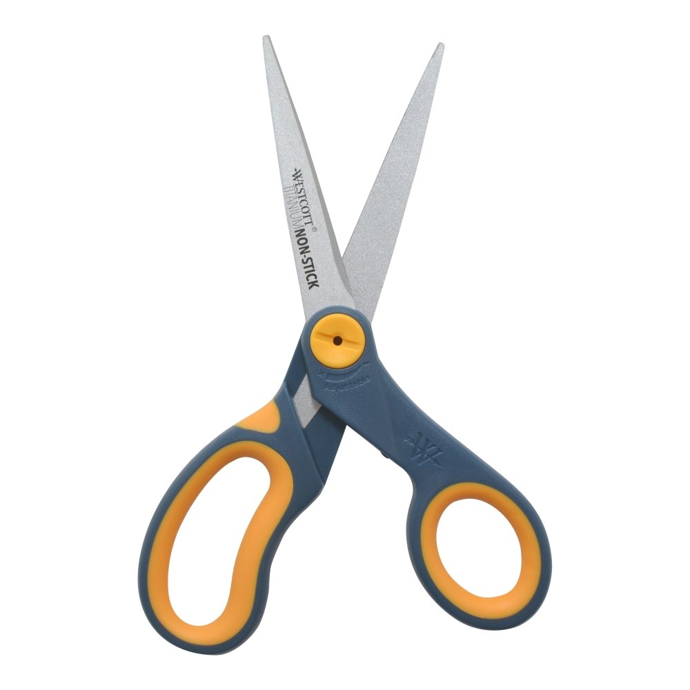 Westcott Titanium Bonded Non-Stick Scissors, 8", Pointed, Gray/Yellow, Pack Of 2 (ODFN822593) - Image 2