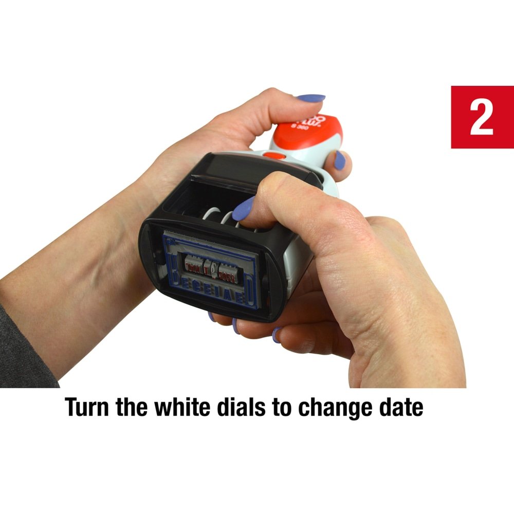 2000 PLUS Received Date Stamp Dater, Two-Color Self-Inking RECEIVED Date Stamp Dater, RECEIVED, Blue/Red Ink (COS011034) - Image 10