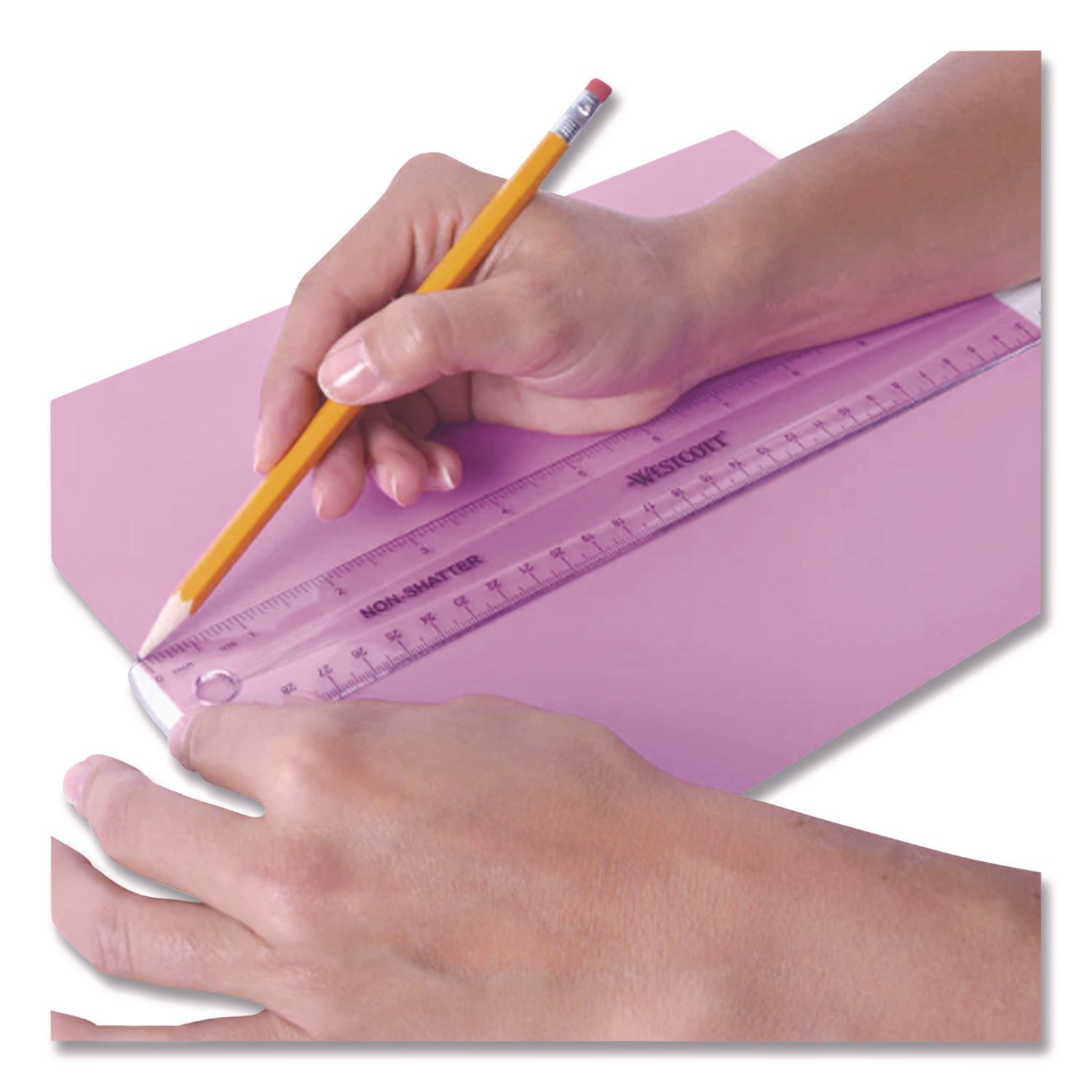 Westcott Non-Shatter Flexible Ruler, Standard/Metric, 12" (30 cm) Long, Plastic, Clear, 12/Box (ACM17725) - Image 3
