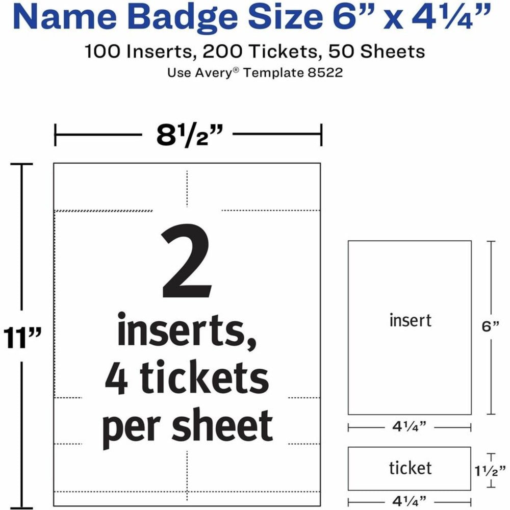 Avery Vertical Name Badge Inserts, 6" x 4 1/4", White, Box Of 100 Inserts (AVE8522) - Image 6
