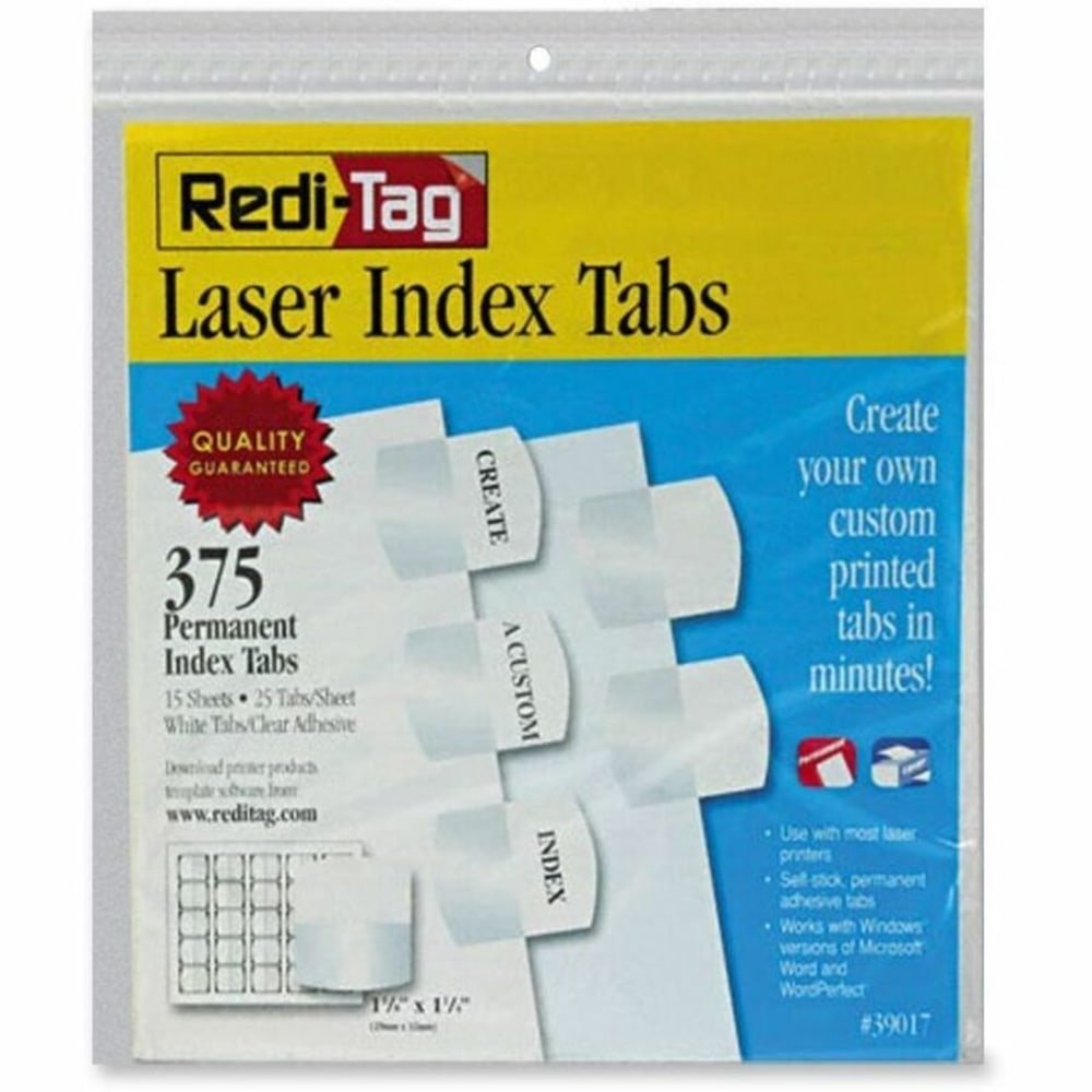 Redi-Tag Laser Index Tabs, 1 1/8" x 1 1/4", White, Pack Of 375 (RTG39017) - Image 3