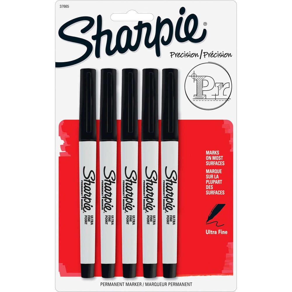 Sharpie Permanent Ultra-Fine Point Markers, Black, Pack Of 5 Markers (SAN37665PP) - Image 3