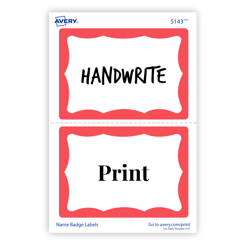 Avery Name Tags, 05143, 2-1/3" x 3-3/8", White With Red Border, 100 Removable Name Badges (AVE5143) - Image 9