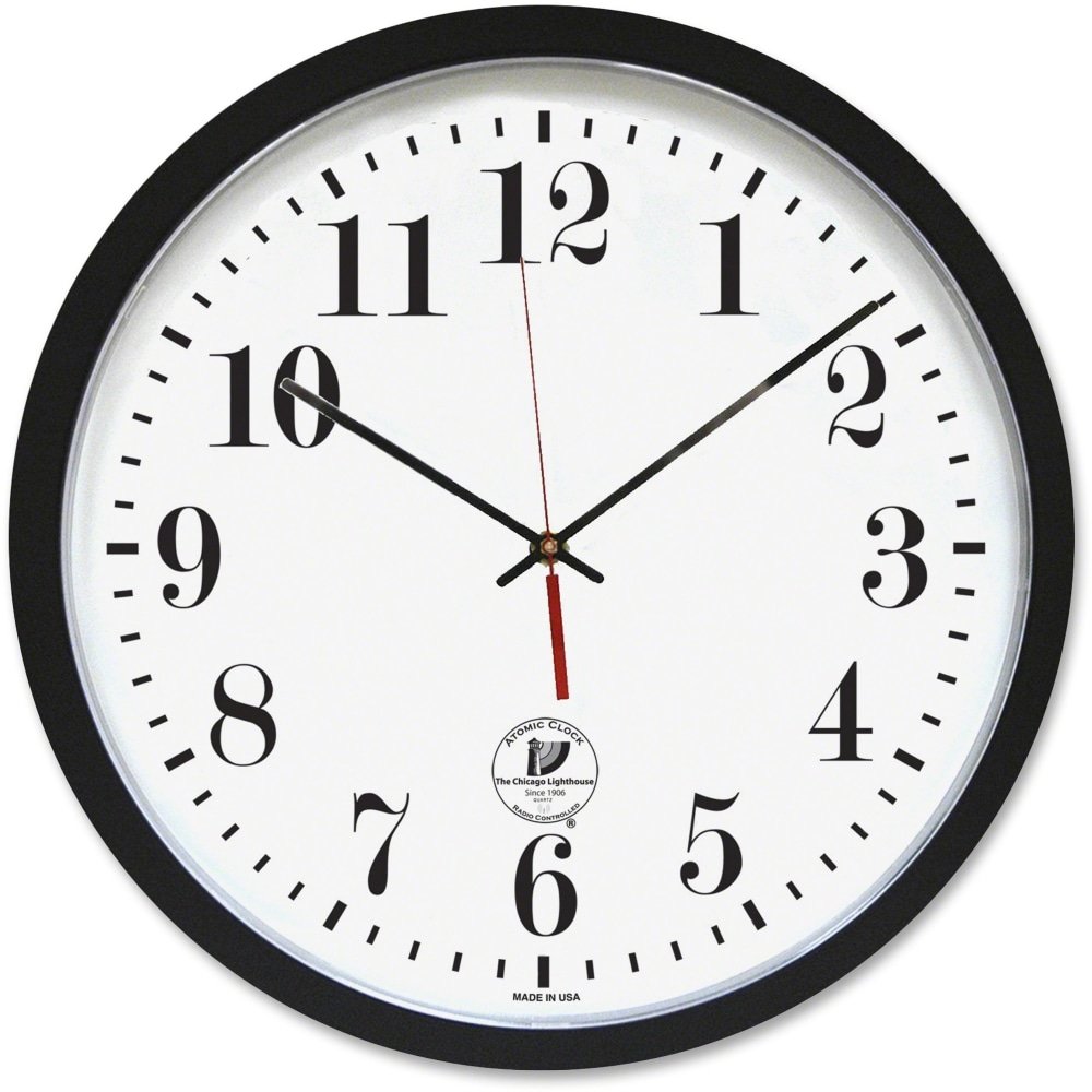 Chicago Lighthouse 16.5" Atomic Wall Clock - Analog - Atomic - White Main Dial - Black/Plastic Case - Contemporary Style - Black Finish (ILC67403302) - Image 2