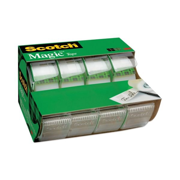 Scotch Magic Tape, Invisible, 4 Tape Rolls with Dispensers, 3/4 in x 300 in, Home Office Supplies and School Supplies for College and Classrooms (MMM4105) - Image 2