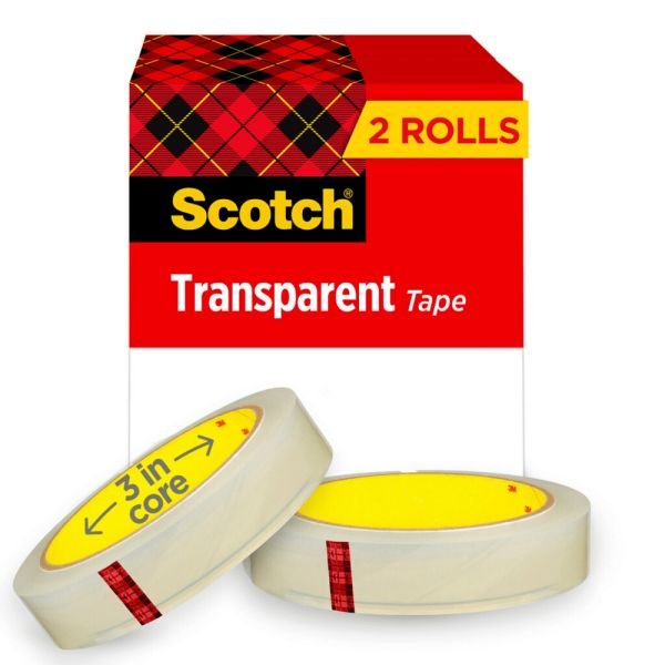 Scotch Transparent Tape, 2 Tape Rolls, 3/4 in x 2592 in, Home Office Supplies and School Supplies for College and Classrooms (MMM6002P3472) - Image 9