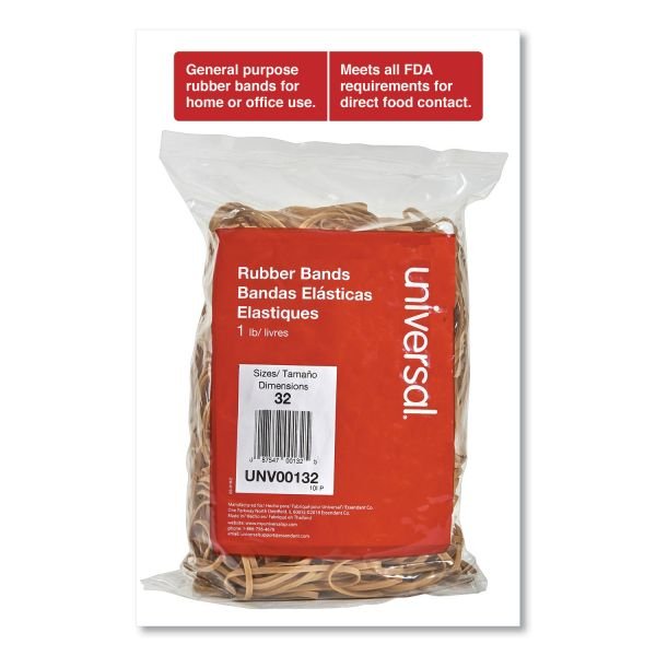 Universal Rubber Bands, Size 32, 0.04" Gauge, Beige, 1 lb Box, 820/Pack (UNV00132) - Image 5