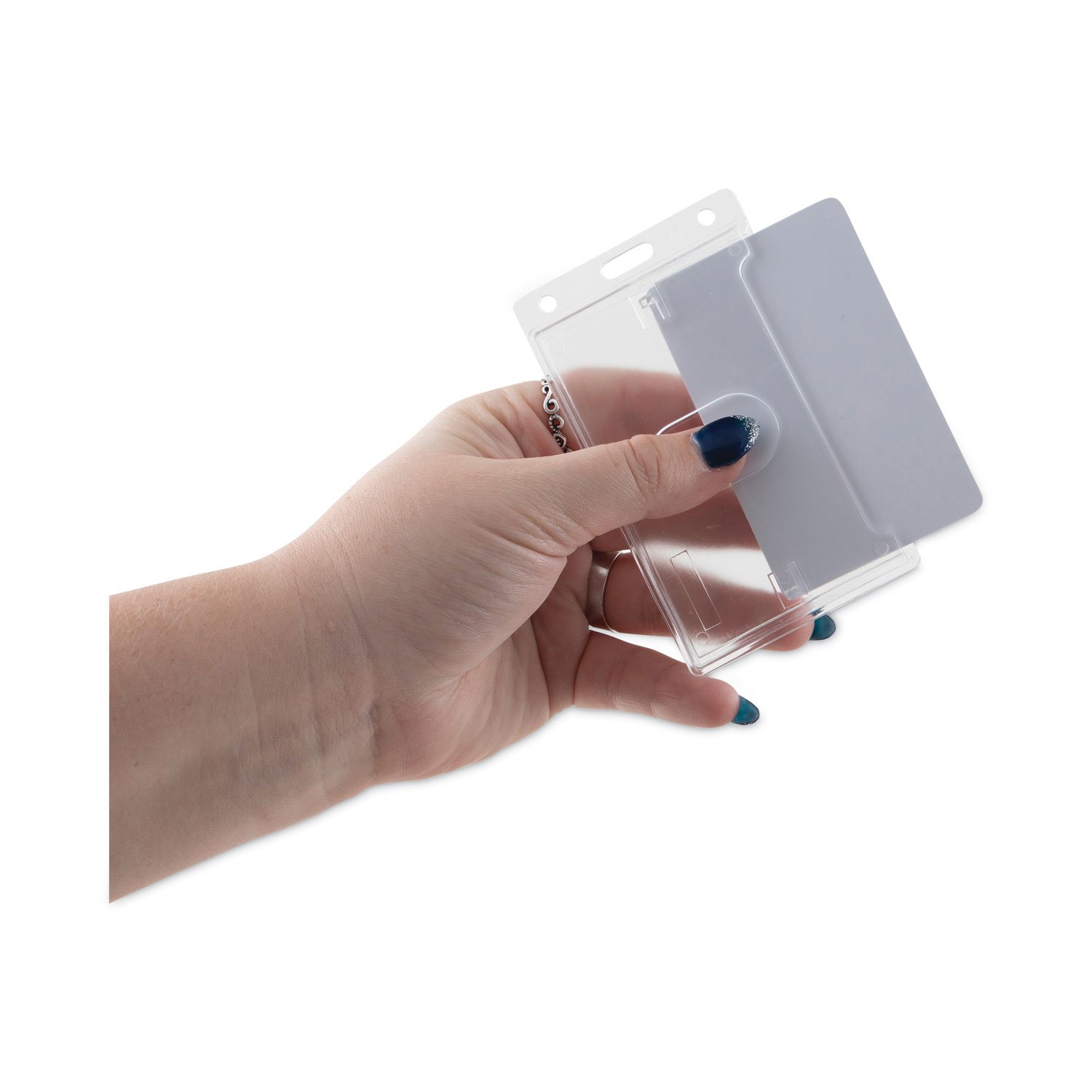 Advantus Frosted Vertical Rigid ID Holder - Support 2.13" x 3.38" Media - Vertical - Plastic - Frosted - 25 / Box (AVT76076) - Image 4