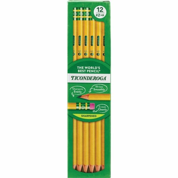 Ticonderoga Pencils, Presharpened, #2 Lead, Soft, Pack of 12 (DIX13806)